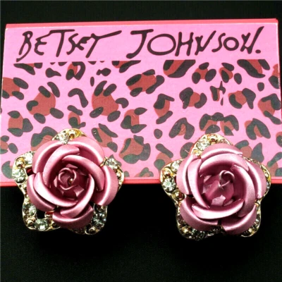 Pendientes colgantes Betsey Johnson cristal lila estrella flor rosa oro bolsa de regalo gratis Foto 1 de 4