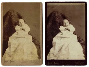 MONSTER BEHIND POST MORTEM CHILD ANTIQUE CABINET CARD PHOTOGRAPHS HIDDEN MOTHER - Picture 1 of 16