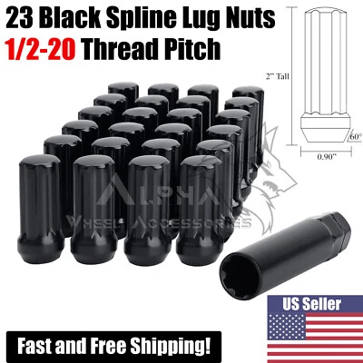 23 piezas tuercas estriadas negras 1/2-20 para Jeep Wrangler JK YJ TJ KK MJ 2" de alto + llave Foto 1 de 4