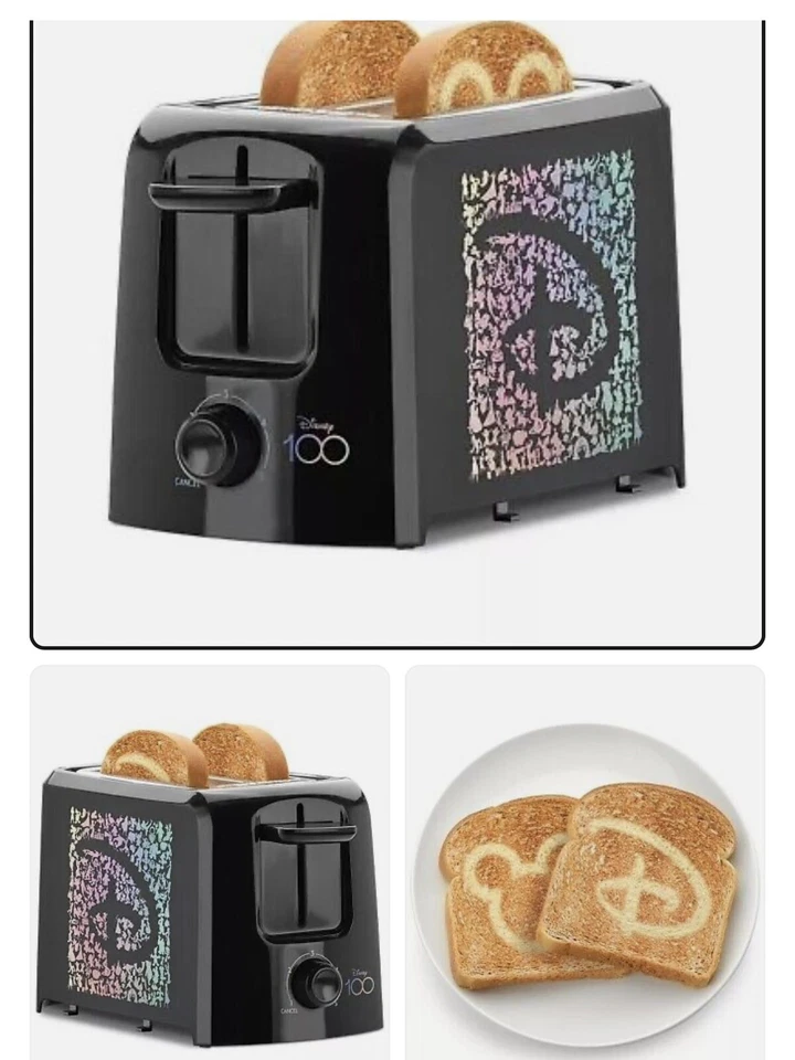Disney 100 Years 2-Slice Toaster  Themed Icons Toasted On Bread! NEW - Image 1 of 1