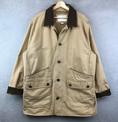 Abrigo Chaqueta Orvis Barn Tostado Cuello Pana Forro Acolchado Para Hombres XL Foto 1 de 4