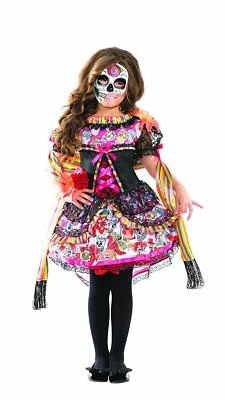 Party King Day of the Dead Sugar Skull Dress Childrens Halloween Costume PK156C - Image 1 of 3