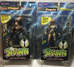 2 Vintage Spawn Youngblood Chapel + Angela 6" Action Figures McFarlane 1995 New - Picture 1 of 12