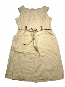 VTG Anne Klein Womens Linen Dress Size 6P Petites Natural Ivory Sleeveless - Picture 1 of 11