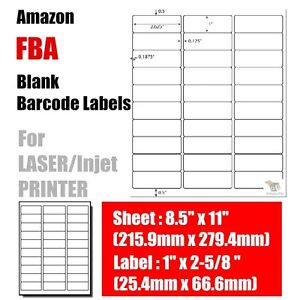 Color Address Labels Amazon Fba Labels 30 Per Sheet 30Up 2.625'x1' 100 Sheets