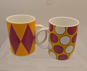 Starbucks  Set of 2 Argyle. & Dots Coffee Mug Cup - Picture 1 of 3