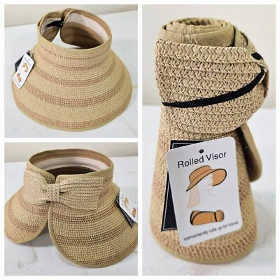 New w Tags Womans Magid Rolled Visor Hat Summer Beach Travel Hat Woven Natural  - Изображение 1 из 4