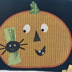 Set of 4 Happy Halloween Placemats Spider Pumpkin 18”x13” - Picture 1 of 7
