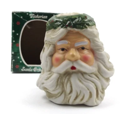 Ornamento de Papai Noel vitoriano Loomco 1993 bisque pintado à mão decoração de Natal - Imagem 1 de 4