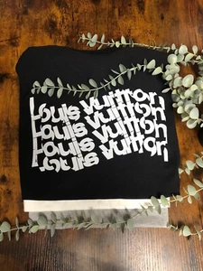 DESIGNER Inspired Printed Heat Transfer T shirt White Wavy Words White Retro Fun - Picture 1 of 9