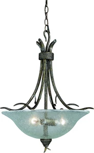 Vaxell P0064 Monteray Rustic Branch Pendant Fixture 3 Light Glass Shade Bronze - Picture 1 of 2