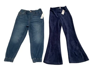 Gap Little Girls Lot/2 Jogger Jeans & Velour Bell Bottom Pants Size XS 4-5 New - Picture 1 of 4