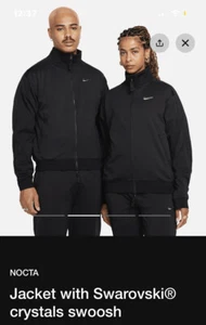 Nike x Drake NOCTA Men’s Black Swarovski Crystal Swoosh Size XL Zip Knit Top - Picture 1 of 3