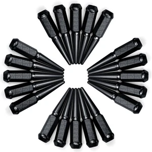 Set of 20 12x1.25mm Black Spike Lug Nuts For Nissan Hardbody Pickup Pathfinder - Picture 1 of 5