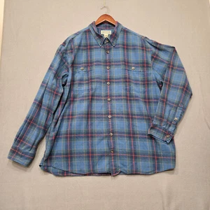 Duluth Trading Co Mens Blue Plaid Long Sleeve Button Up Flannel Size 2XLT - Picture 1 of 7