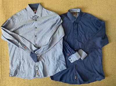 Lote de 2 Camisas Absolute Rebellion Para Hombres Manga Larga Azul Puño Abatible Abotonado XXL Foto 1 de 4