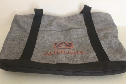 Auburn University Gray & White with Black AU logo Zippered Beach Tote Book Bag Cover