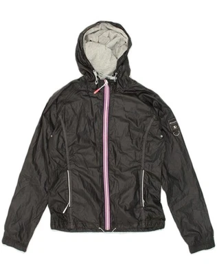 CHAMPION Womens Hooded Rain Jacket UK 10 Small Black Polyester IA14 - Image 1 of 3
