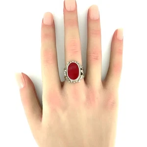Vintage Carnelian, Sterling Silver Poison/Pillbox Ring Sz. 8 - Picture 1 of 11