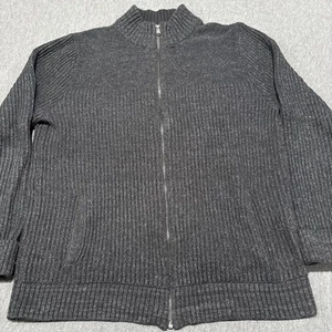 Marc Anthony Herren XL Full Zip Rippstrick Pullover dunkelgrau Stehkragen Baumwolle Bl - Bild 1 von 10