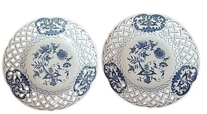 Vtg 8” Porcelain BLUE DANUBE Reticulated Salad Dessert Plate - Set Of 2 - Picture 1 of 6