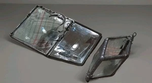 Vintage Beveled Glass Moon Trinket Box Mirror Bottom Signed+ Bonus Rainbow Prism - Picture 1 of 7