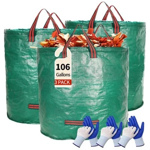 3-piece 106-gallon Lawn Garden bag Reusable yard litter bagwith coated garden... - Picture 1 of 8