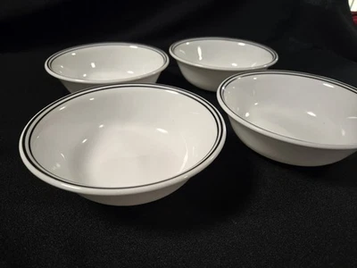4 cuencos de cereal Corelle Classic Café negros de 6 1/4" blancos con 2 rayas negras Foto 1 de 4