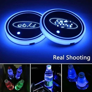2Pcs 7 Color LED Car Cup Holder Lights USB Charging Atmosphere Lights For Ford - Picture 1 of 5