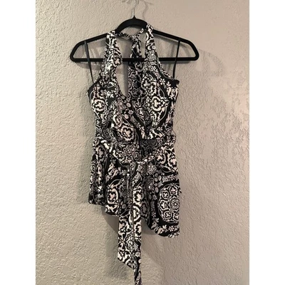 White House Black Market Halter Neck Floral Print Tie Waist Peplum Top Size 6 - Image 1 of 4