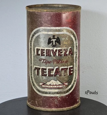 ВИНТАЖНАЯ ПИВНАЯ БАНКА С ПЛОСКИМ ВЕРХОМ TECATE MÉXICO CERVEZA TIPO PILSENER ЧЕРНАЯ ПТИЦА ФЕНИКС - Изображение 1 из 4