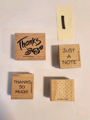 Lote de estampillas de goma de madera artesanales gracias solo una nota saludos diversos  Foto 1 de 4