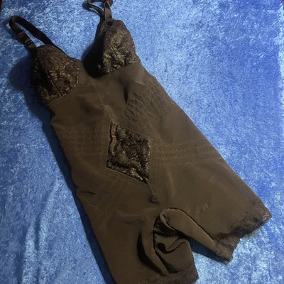 Vintage Rago Lacette Girdle Bodysuit 34dd Pinup Lingerie Shapewear Black *Flaw* - Image 1 of 4