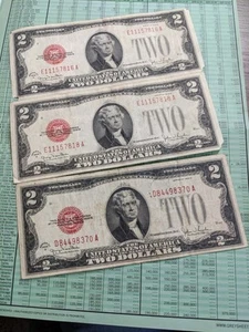 1928 G US Note Red Seal 3 PIECES ! - Picture 1 of 4