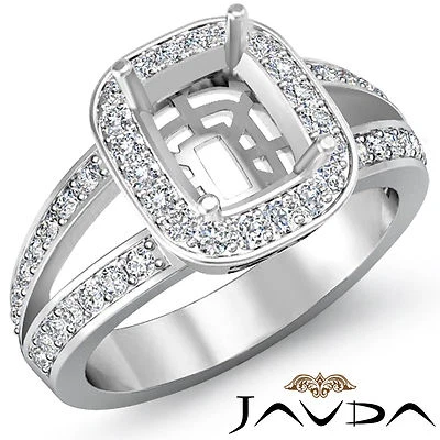 Cushion Semi Mount Halo Pre-Set VS1-VS2 Diamond Engagement Ring 14k Gold 0.55Ctw - Image 1 of 4