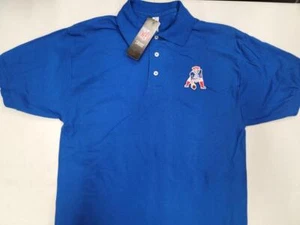 0730 NFL Team Apparel NEW ENGLAND PATRIOTS Throwback Polo Shirt BLACK ROYAL RED - Picture 1 of 6