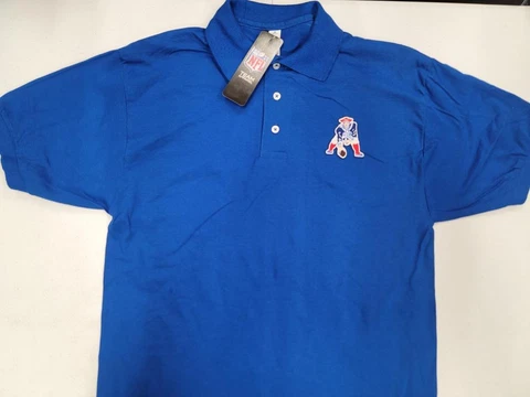 0730 NFL Team Apparel NEW ENGLAND PATRIOTS Throwback Polo Shirt BLACK ROYAL RED Cover