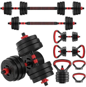 Set Bilanciere e Kettlebell Manubri Regolabile Portatile 60LB 4-N-1 Multifunzione - Foto 1 di 14