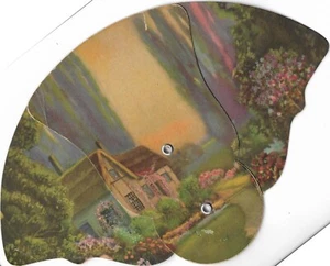 Original Anfang 40er Jahre Vintage England Cottage @ Gardens Handfächer - Bild 1 von 2