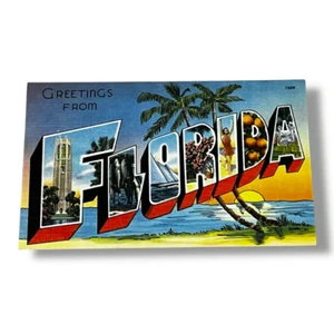 Tarjeta postal saludos desde Florida carta grande tarjeta de lino D273 - Imagen 1 de 2