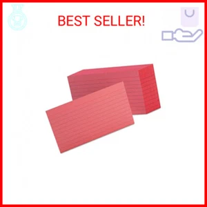 Oxford 3" x 5" Ruled Index Cards, Cherry, Pack of 100 - Picture 1 of 1