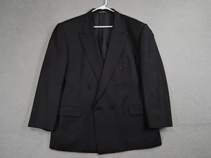 Enrico Coveri Blazer Mens 46R Black Double Brested 1 Button Wool Sport Coat - Picture 1 of 13