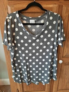 Para mujer Costura Enamorada - Estilo Boutique Gris Gofres Tejido con lunares blancos - Talla M - Imagen 1 de 5