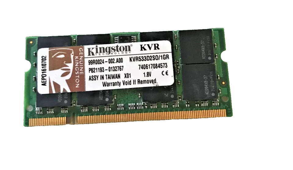1GB Kingston DDR2-667 PC2-5300 SODIMM Laptop RAM KVR533D2S0/1GR - Image 1 of 1