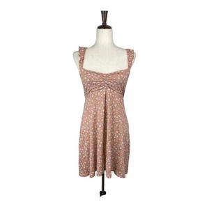 Forever 21 Women's Pink Floral Ruffle-Sleeve Mini Dress Size Medium C1 - Picture 1 of 3