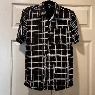 VOLCOM “True To This” Man’s Modern Fit Short Sleeve Shirt, Black/White, Size XS - Image 1 of 4
