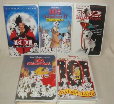 101 102 DALMATIANS LIVE AND ANIMATED DISNEY CLAMSHELL VHS MOVIES Lot of 5 - Image 1 of 4
