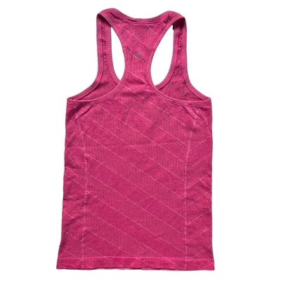 Camiseta sin mangas Lululemon Athletica para mujer talla 4 rosa magenta a rayas texturizada Swiftly Tech Foto 1 de 4