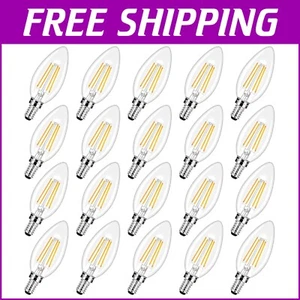 Dimmable E12 LED Candle Bulbs - 40 Watt Equivalent, 20 Pack for Chandeliers - Picture 1 of 9