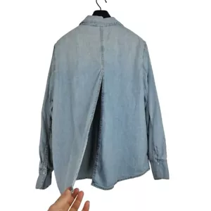 NWT ZARA Women's Wide Arms/Wide and Short Body Denim Shirt w Long Back Slit XXL - Picture 1 of 6